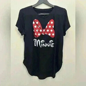 Disney Minnie Mouse Red Sparkle Polka Dot Bow T-Shirt Girls Size XL (15/17)